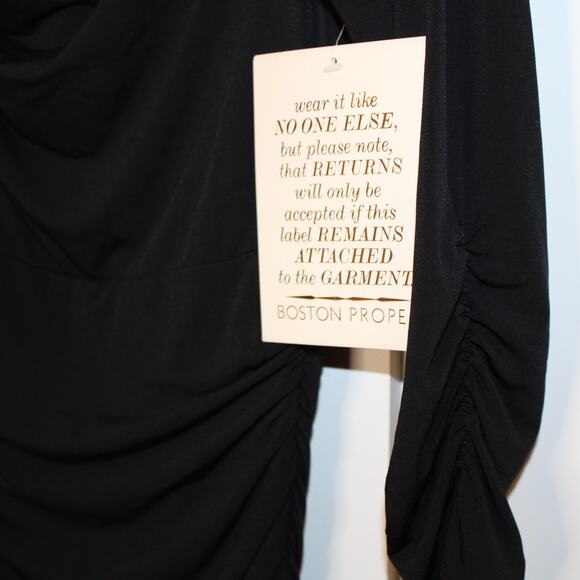 BOSTON PROPER -NWT- Black Cowl Neck Jersey Knit Career Dress | 8 - Picture 6 of 11